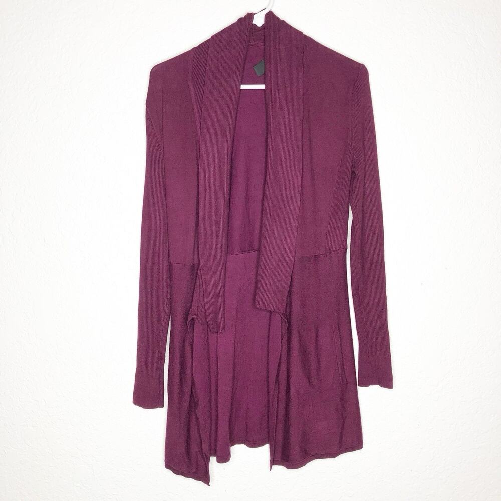 WHBM wine maroon open waterfall front cardigan size Extra Small XS